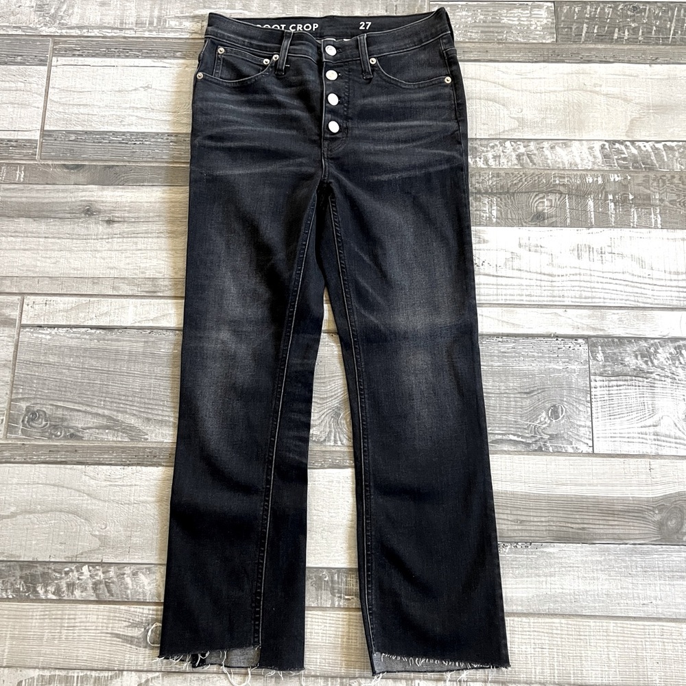 J.CREW billie demi boot crop jean faded black size 27